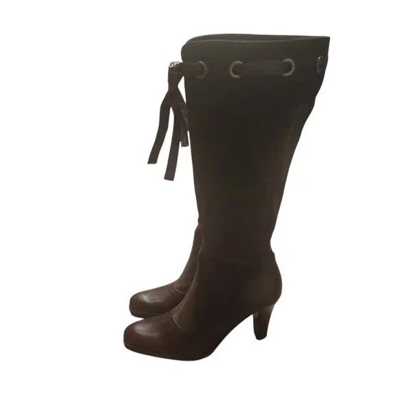 Franco Sarto Indie Knee High Boots Women's Size 8M Brown Leather and Suede - Picture 5 of 9